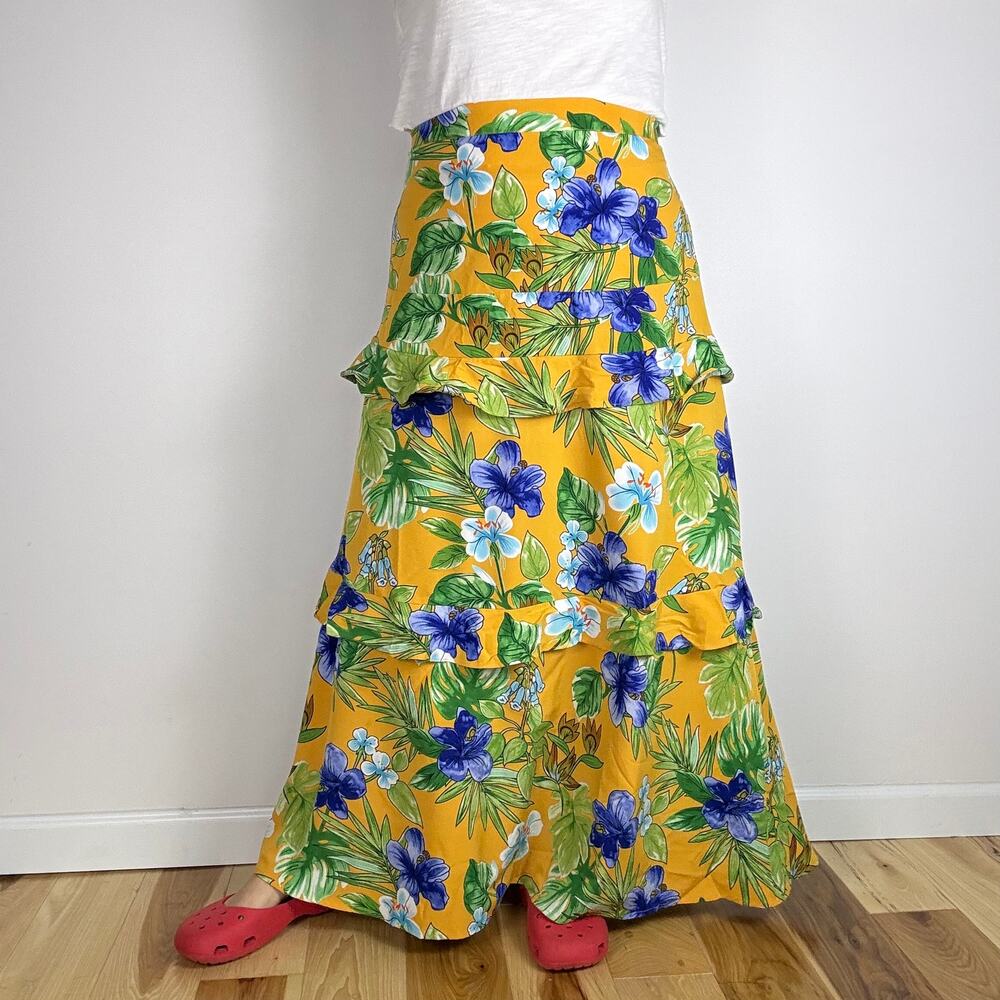 Rebdolls yellow floral maxi skirt size 1X